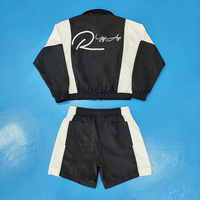 Ensemble de jogging d'hiver pour homme en nylon, deux pièces, avec fermeture éclair, short coupe-vent