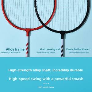 Raquettes de <span class=keywords><strong>badminton</strong></span> pour débutants, vente en gros d'usine, lot de deux raquettes avec poignée en éponge, matériau en alliage multicolore - Product Image 5