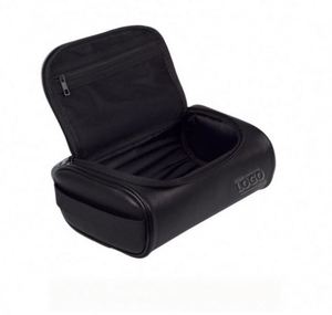 Personalized Leather Toiletry Bag Travel Cosmetic <b>Pouch</b> for <b>Men</b> - Custom Logo Available - Product Image 1