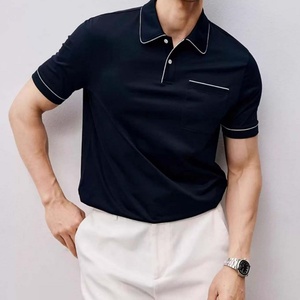 <span class=keywords><strong>Chemise</strong></span> en <span class=keywords><strong>coton</strong></span> tissé pour homme - Col contrastant, fermeture éclair, manches courtes, respirante, coupe ajustée, style business décontracté, pour le golf, été - Product Image 5