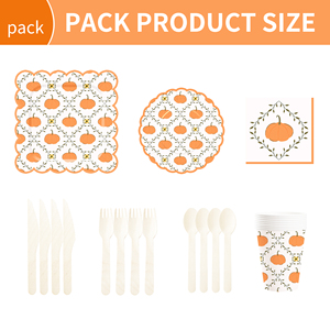 DAMAI Happy Halloween Party Tableware Set with Pumpkin Pattern Disposable Paper Plates Set for Kids Halloween Party - Product Image 3