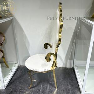 Oro inoxidable Hotel silla con respaldo Alto Rey silla novia novio boda trono sillas para boda - Product Image 3