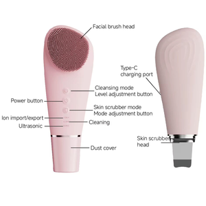 Double Head 2-In-1 New Design Silicone <b>Electric</b> <b>Facial</b> Cleaning Brush Spa Grade Nose Eye Blackhead Remover <b>Electric</b> Brush - Product Image 4