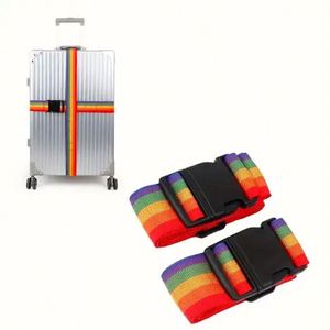 Wholesale Custom Logo rainbow <b>Luggage</b> Cross Packing <b>Strap</b> Adjustable Travel <b>Luggage</b> Belt Nylon Webbing - Product Image 1
