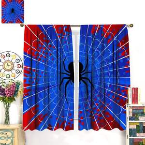 <strong>Superhero</strong> Spider Web <strong>Curtains</strong> Blue Red Window Treatments Kids Boy Bedroom Office Study Spider Print Window Drapes 2 Panel - Product Image 5