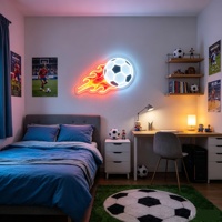 Individuelles Werbe-Neonschild mit Fußballmotiv, UV-Bedruckt, Flammen-Effekt, LED-Hintergrundbeleuchtung für Fans, Jugendliche, Einkaufszentren und Parks