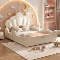 Lit pour tout-petits en cuir souple capitonné, design royal princesse, dernier modèle pour filles