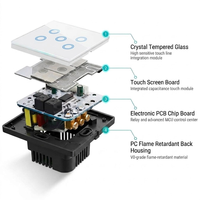 Interrupteur mural tactile intelligent Wi-Fi 250V 10A standard AU/US pour appareils électroménagers, compatible Tuya Alexa, avec variateur de lumière - Vente en gros