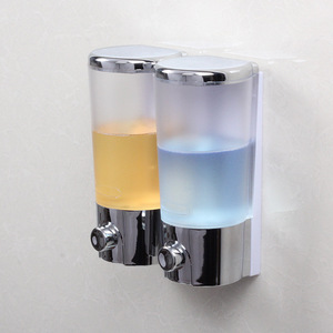 Dispenser di sapone liquido doppio a parete in <span class=keywords><strong>plastica</strong></span> per sapone per le mani e Shampoo per uso <span class=keywords><strong>bagno</strong></span> - Product Image 2