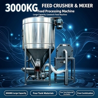 Trituradora y Mezcladora de Alimento Industrial Libre de Polvo, Capacidad de 3000 kg por Lote, Alto Rendimiento, Equipo para Alimentación de Ganado para Grandes Granjas de Cerdos y Vacas