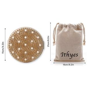 Brosse de bain en bois de bambou naturel avec logo personnalisé, brosse pour le corps, gommage à sec et exfoliation douce de la peau, avec sac en toile - Product Image 2