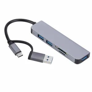 2302 5 in 1 USB + USB-C/tip-c USB çok fonksiyonlu yerleştirme istasyonu HUB adaptörü bilgisayar genişleme Dock