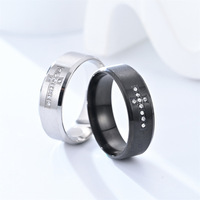 2025 Herren Edelstahl Personalisierter Zeigefinger-Kreuzring Mode Diamant Gravierter Zirkonia-Besetzter Schwarz Verzinkter Ring