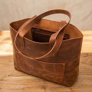 B.S INTERNATIONAL Bolso de Mano Grande para Mujer, de Cuero Genuino, Ligero, Resistente al Agua, con Cierre de Cremallera, Estilo Vintage - Product Image 2