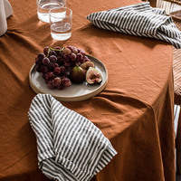 Nappe en tissu de lin français pur 100% avec ourlet à pois