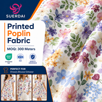 Kain Poplin Polos Bermotif Bunga, 100% Poliester, Tahan Lama, Ramah Lingkungan, Anti-Statik, Cetak Digital, Grosir untuk Gaun dan Setelan Anak Perempuan