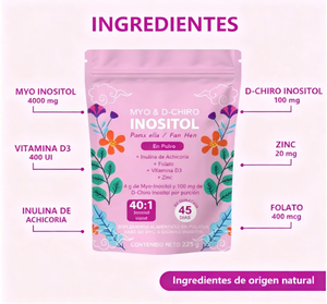 Mélange de Myo-Inositol et D-Chiro-Inositol 40:1 en poudre pour femmes avec folate, vitamine D3, zinc et inuline – Complément alimentaire Myo-Inositol - Product Image 2