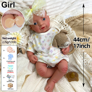 17" Weighted Baby Girl Hyper Realistic Silicone <strong>Reborn</strong> Baby Doll Open Eyes/Mouth <strong>Bebes</strong> <strong>Reborn</strong> De Silicona Photography Props Gift - Product Image 5