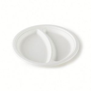 Assiettes jetables rondes personnalisées en canne à sucre biodégradable de 9 pouces, blanches, pour fêtes, vente en gros - Product Image 3