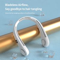 Ventilateur de cou portable numérique sans pales, 5 vitesses, rechargeable, mini-refroidisseur d'air personnel pour les voyages en extérieur