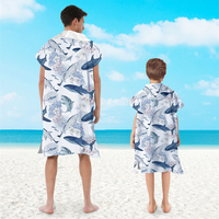 Vente directe d'usine personnalisé animal marin imprime Parent-enfant cape serviette de bain natation enfants serviette à capuche Robe de bain