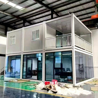 Bâtiment modulaire préfabriqué détachable à 2 étages avec mur-rideau en verre pour projets multi-unités, salle de réunion, bureau et chambre