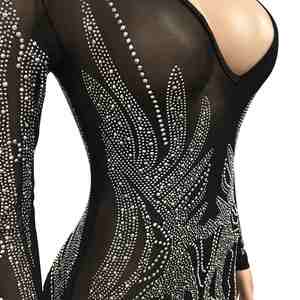 Vestido de Mujer Sexy y Brillante con Diamantes, Transparente, de Marca Famosa de Lujo, Bordado de Diseñador, para Cena, Fiesta o Club - Product Image 6