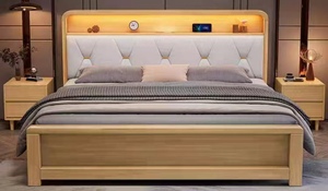 Dernier modèle Meubles de chambre à coucher en bois massif Nature Europe du Nord Lit en bois avec rangement Lits en bois massif Europe du Nord - Product Image 2
