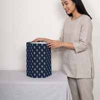 Poubelle en carton artisanale imprimée à la main avec motif floral, en tissu 100% coton (220g), pour la décoration de bureau et de table