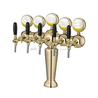 NO.BF-60018 Hot selling popular Brass 5 way flower vase beer tower with Led light