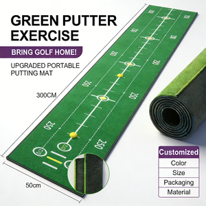 Tapis de putting de golf personnalisé 0,5x3 m en caoutchouc, green d'entraînement avec alignement pour usage <span class=keywords><strong>intérieur</strong></span>/extérieur, idéal pour les terrains de golf et académies de golf, vente en gros - Product Image 1