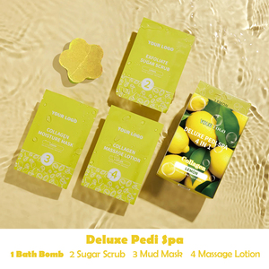 Promotion estivale : Kit de pédicure personnalisé avec logo, 4 étapes, 4-en-1, pédicure de luxe avec bombe de bain florale - Product Image 1