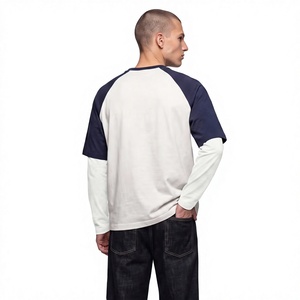 Vintage Streetwear <b>Top</b> Custom Color Block Raglan <b>Sleeve</b> 235 GSM Cotton <b>Long</b> <b>Sleeve</b> T-Shirts for <b>Men</b> Heavywhight Oversized Tshirt - Product Image 6