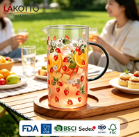Carafe en verre borosilicate LAKOTTO 2000 ml, fabricant, réutilisable, écologique, OEM, ODM, personnalisable, carafe à eau pour boissons