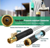 Tuyau d'arrosage en acier inoxydable 25 pieds, diamètre 16 mm, raccord 3/4 pouce, buse de pulvérisation 10 modes pour jardin et extérieur, ne s'emmêle pas, ne se plie pas