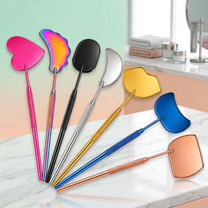 Handheld Metal <b>Makeup</b> <b>Mirror</b> Set Colorful Shapes Portable Beauty Tool Single Side Reflective Surface - Product Image 2