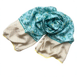 Elegant Plain Designer Printed 100% <b>Silk</b> <b>Scarf</b> Long Luxury Fashion Forward Statement Piece Stylish Geometric Digital Spring - Product Image 2