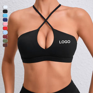 OEM Women's Breathable High Support Lightweight Compression Cross Strips Quick Dry Gym Fitness <b>Crop</b> <b>Top</b> Workout Yoga Sports Bra - Product Image 1