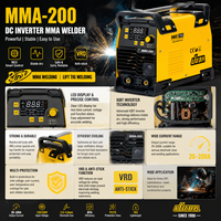 Soudeuse portable à inverter MMA Lift TIG JUBA MMA-200 120/230V double tension 4.9/10.5kva DC IP21S – Nouvelle et abordable