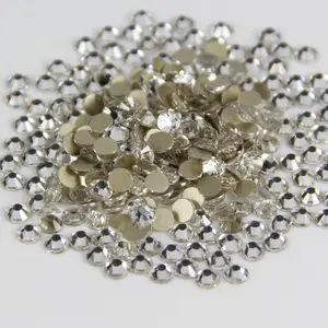 Gold Background White Gem Dots High Quality Round Glass Glitter Flat Back Crystal Jewelry Dots Diy Crystal Gem Rhinestones