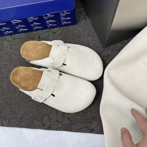 Mules et sabots d'extérieur en cuir véritable et daim pour femme, style <span class=keywords><strong>Birkenstock</strong></span>, avec semelle en liège, légères et respirantes, pour le dropshipping - Product Image 5