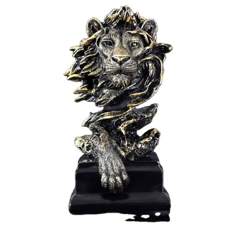 Factory Wholesale Wholesale Modern Home Garden Decoration Lion Head Resin Statue Crafts Animal Ornaments