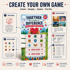 Wholesale Custom Pull Tab <b>Tickets</b> 5 Window Full Color Printed Charity Event Veteran Dinner Raffle Game Instant Win Cards - Product Image 3