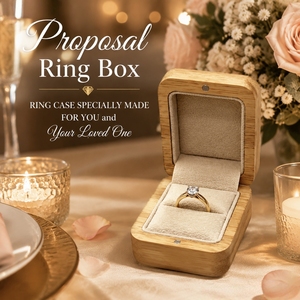 Caja de Joyería para Anillos de Madera, con Logotipo Grabado Personalizado, Estuche de Almacenamiento Portátil para Anillos de Boda, Diseño Elegante en Madera Natural - Product Image 4