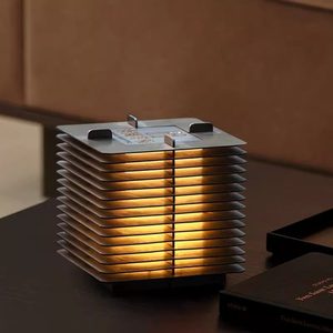Industrial Style Louvered Table Lamp Led Touch Control Rechargeable Indoor Decorative Lighting With <b>Light</b> And Shadow Effect - Product Image 2