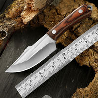 Couteau en acier portable pour diffusion en direct en extérieur, même type que le couteau mongol pour la consommation de viande, couteau droit multi-usages à main, tranchant pour fruits et viande