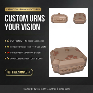 Urna Cineraria Quadrata in Ceramica Personalizzabile Eco-Friendly all'Ingrosso, Contenitore per Ceneri in Porcellana, Scatola del Tesoro Commemorativa Funeraria - Product Image 1