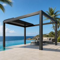 Pergola extérieure en aluminium, pergola à lames orientables imperméable avec toit rétractable pour jardin ou bord de piscine