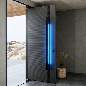 <span class=keywords><strong>Porte</strong></span> <span class=keywords><strong>d</strong></span>'<span class=keywords><strong>entrée</strong></span> pivotante moderne de luxe au design américain 3D, en <span class=keywords><strong>bois</strong></span> et <span class=keywords><strong>aluminium</strong></span>, pour villa, avec sécurité renforcée - Product Image 6