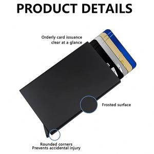 XDH1716 Custom Logo Slim Aluminum Credit Card Holder <b>Wallet</b> for Men RFID Blocking Minimalist <b>Metal</b> Pop up <b>Wallet</b> Card Holder - Product Image 2